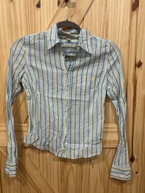 Abercrombie & Fitch Striped Button-Down Shirt in Blue and Yellow